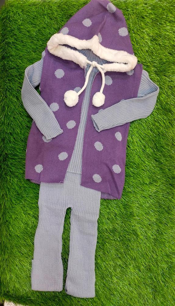 3 Pcs Girl's Stitched Wool Suit