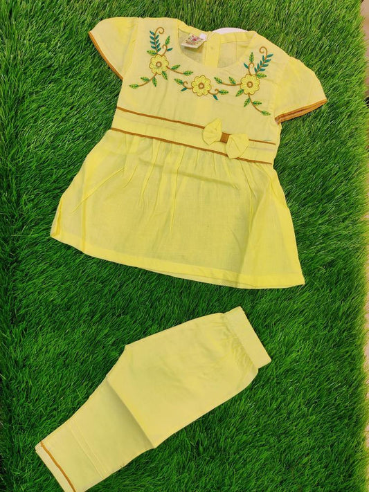 Baby Girl's Cotton Shirt And Trouser Set -