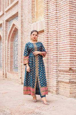 2 Pcs Women's Stitched Cotton Printed Maxi Suit