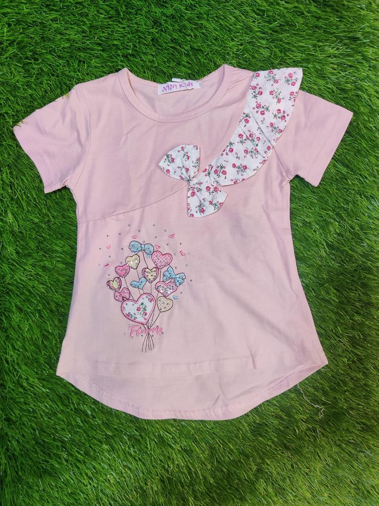 Girl's Stitched Blended Printed T-Shirt