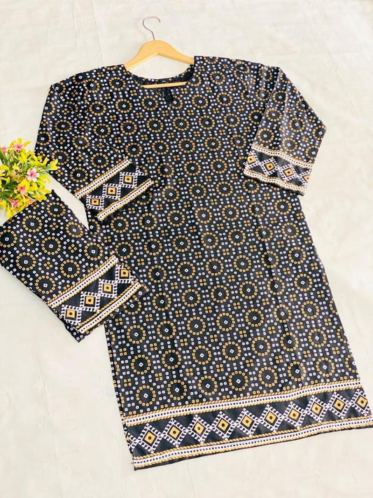 2 Pcs Women's Stitched Lawn Printed Suit