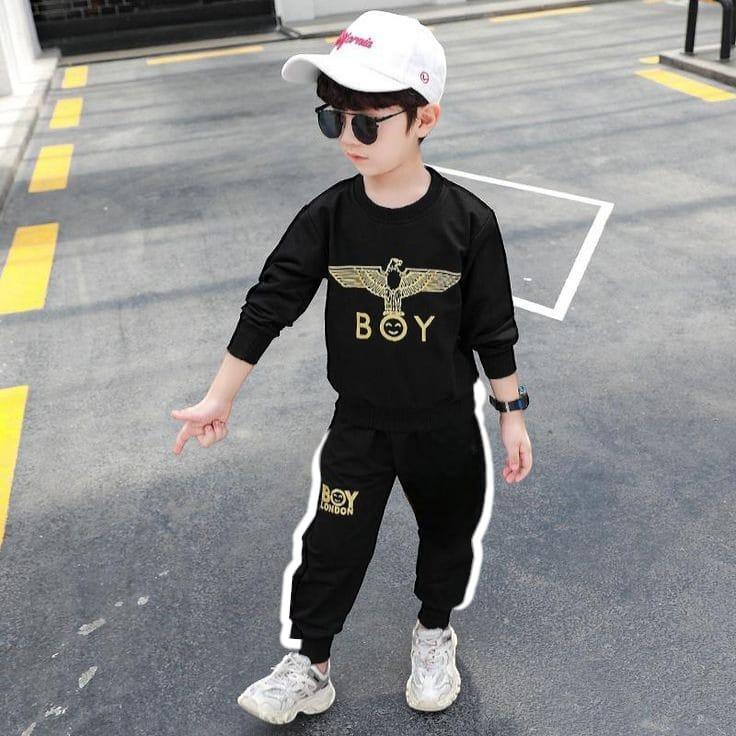 2 Pcs Boy's Cotton Plain Tracksuit