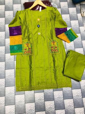 2 Pcs Women's Stitched Cotton Printed Shirt And Trouser