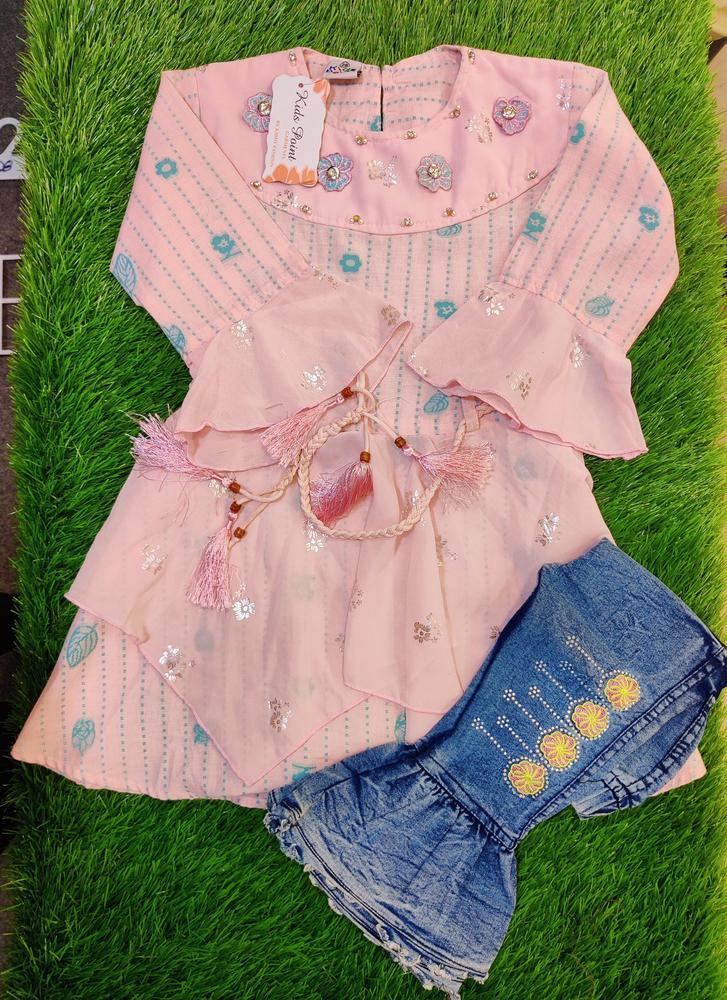 Girl's Cotton Embroidered Shirt And Trouser Set