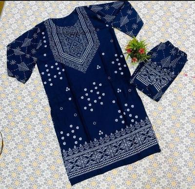 2 Pcs Women's Stitched Linen Printed Suit