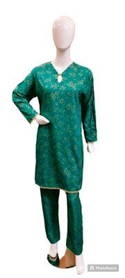 2 Pcs Women's Stitched Cotton Lawn Block Printed Shirt And Trouser