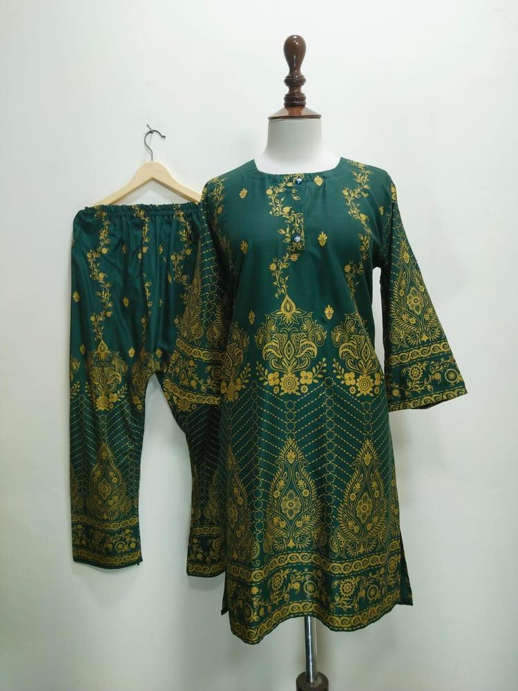 2 Pcs Women's Stitched Lawn Printed Suit