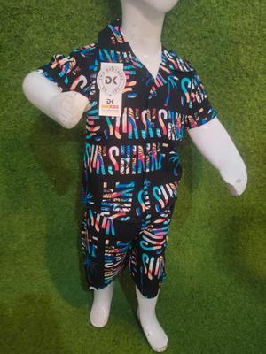 2 Pcs Boy's Linen Printed Tracksuit