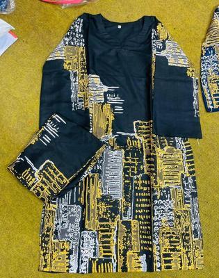 2 Pcs Women's Stitched Linen Block Printed Shirt And Trouser