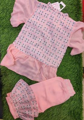 Girl's Chiffon Shirt And Trouser Set