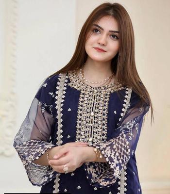 3 Pcs Women's Stitched Katan Silk Embroidered Suit