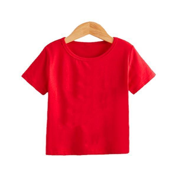 Kid's Stitched Cotton Jersey Plain T-Shirt