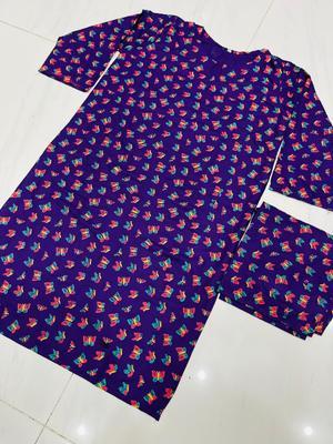 2 Pcs Women's Stitched Linen Printed Suit