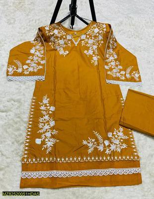 2 Pcs Women's Stitched Cotton Lawn Embroidered Suit