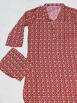 2 Pcs Women's Stitched Linen Printed Suit