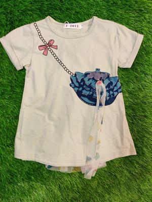 Girl's Stitched Blended Printed T-Shirt