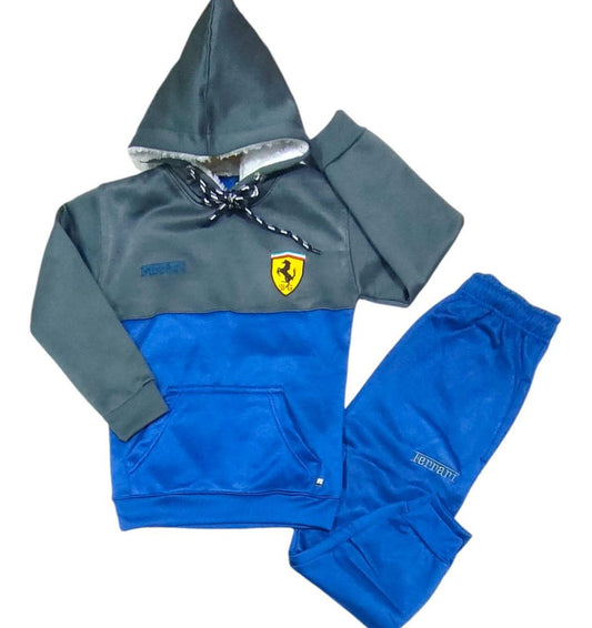 2 Pcs Boy's Polyester Printed Hoodie Tracksuit