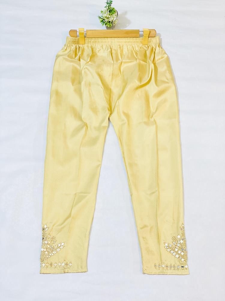 1 Pc Women's Stitched Silk Mirror Work Trouser