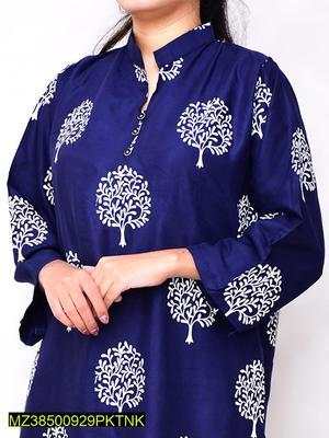 2 Pcs Women's Stitched Linen Printed Suit