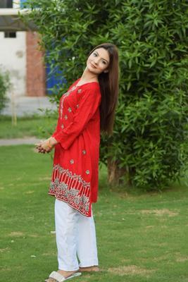 2 Pcs Women's Stitched Cotton Embroidered Shirt And Trouser