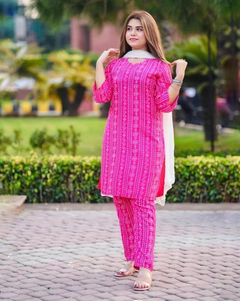 2 Pcs Women Stitched Linen Printed Suit