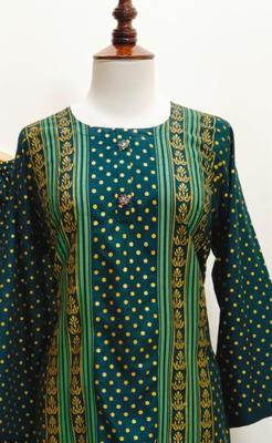 2 Pcs Women's Stitched Lawn Printed Suit