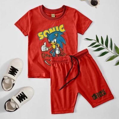 2 Pcs Jersey Printed T-Shirt And Shorts Set