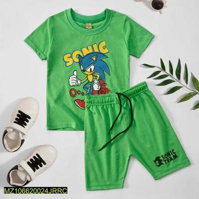 2 Pcs Jersey Printed T-Shirt And Shorts Set