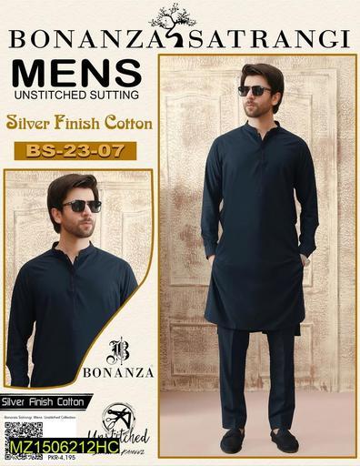 Men's Unstitched Cotton Plain Suit