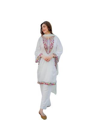 2 Pcs Women's Stitched Summer Lilen Embroidered Shirt And Trouser