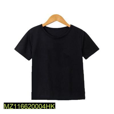 Kid's Stitched Cotton Jersey Plain T-Shirt