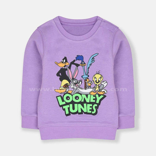 Looney Tunes Cartoon Print Bright Lilac Terry Sweatshirt