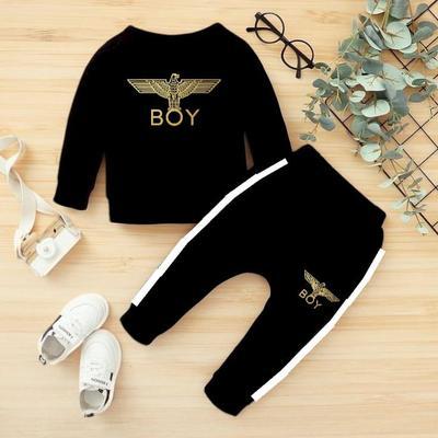 2 Pcs Boy's Cotton Plain Tracksuit