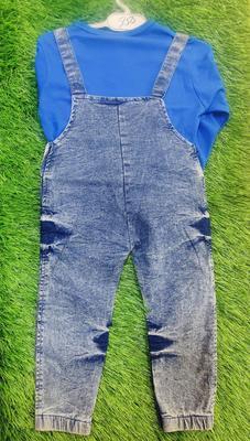 Baby Boy's Denim Printed Romper Set