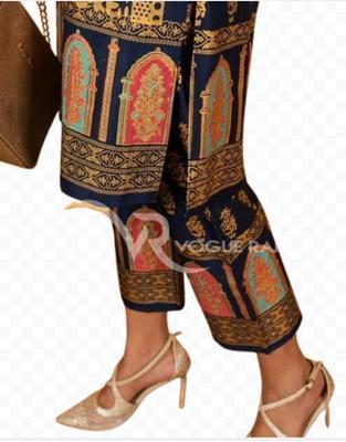 2 Pcs Women's Stitched Arabic Lawn Printed Shirt And Trouser