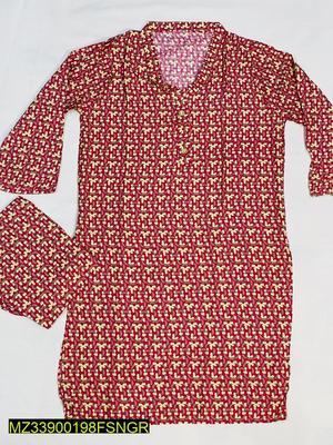 2 Pcs Women's Stitched Linen Printed Suit