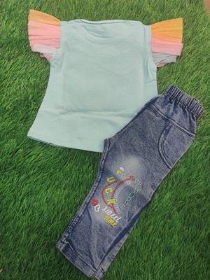 Baby Girl's Blended Shirt With Jeans