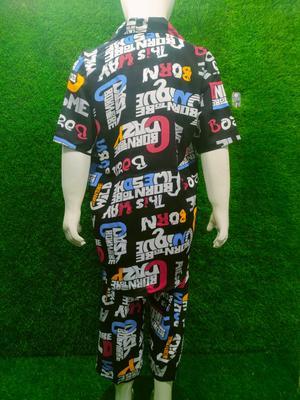 2 Pcs Boy's Linen Printed Tracksuit