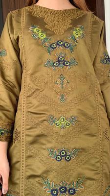 2 Pcs Women's Stitched Khaadi Net Embroidered Suit