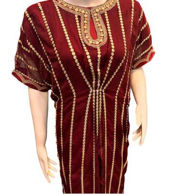 3 Pcs Women's Stitched Chiffon Sequins Embroidered Kaftan