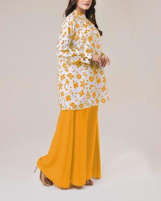 2 Pcs Women's Stitched Lawn Embroidered Shirt And Trouser