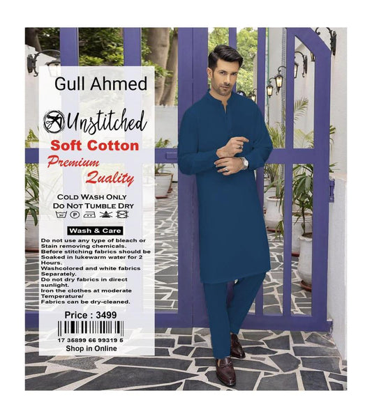 Men's Unstitched Cotton Plain Suit