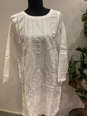 2 Pcs Women's Stitched Cotton Embroidered Shirt And Trouser