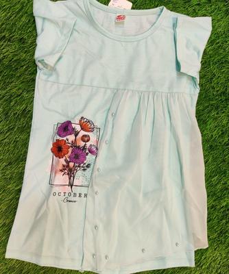 Girl's Stitched Blended Printed T-Shirt