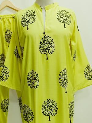 2 Pcs Women's Stitched Linen Printed Suit