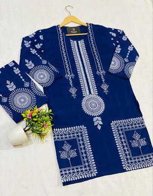 2 Pcs Women's Stitched Lawn Printed Shirt And Trouser