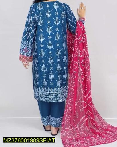 3 Pcs Women's Stitched Katan Silk Embroidered Suit