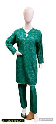 2 Pcs Women's Stitched Cotton Lawn Block Printed Shirt And Trouser