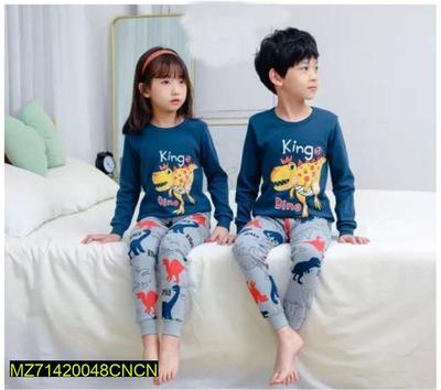 2 Pcs Stitched Jersey Printed Pajama And Shirt