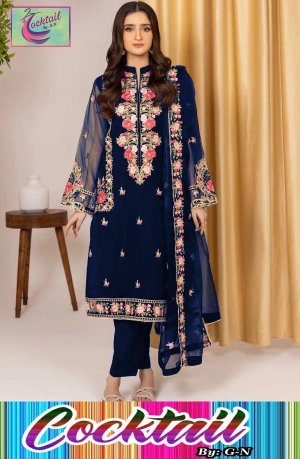 3 Pcs Women's Stitched Chiffon Embroidered Suit